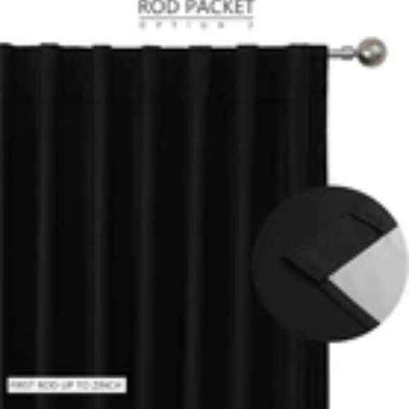 Airwill Blackout Curtains, Thermal 52W x 84L (2 panels) Black Back Tab - Picture 3 of 4